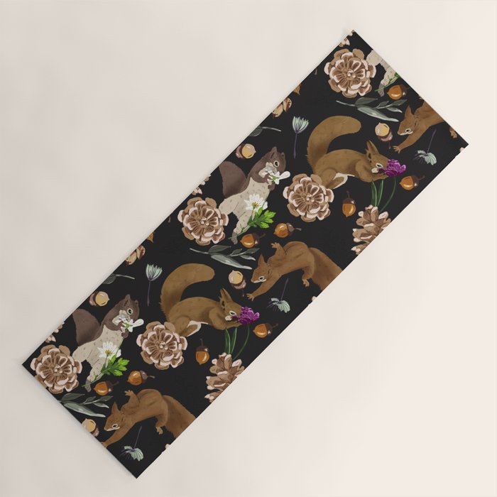 Squirrel flowering dark meadow Yoga Mat Gallery Image 1