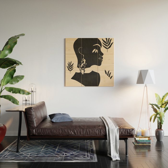 Tropical Girl /Abstract Minimal Wood Wall Art Gallery Image 2