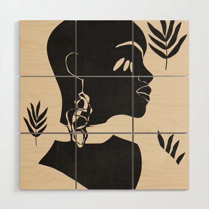 Tropical Girl /Abstract Minimal Wood Wall Art Gallery Image 1