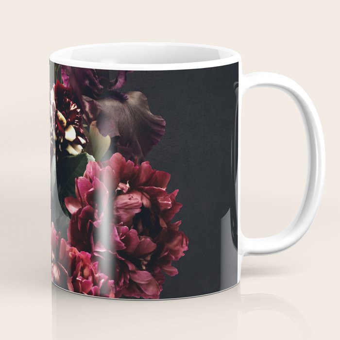 Midnight garden. Vintage bouquet of roses, dark red peony and iris. Coffee Mug Gallery Image 1