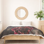 Midnight garden. Vintage bouquet of roses, dark red peony and iris. Duvet Cover Gallery Image 3