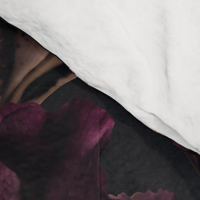 Midnight garden. Vintage bouquet of roses, dark red peony and iris. Comforter Gallery Image 4