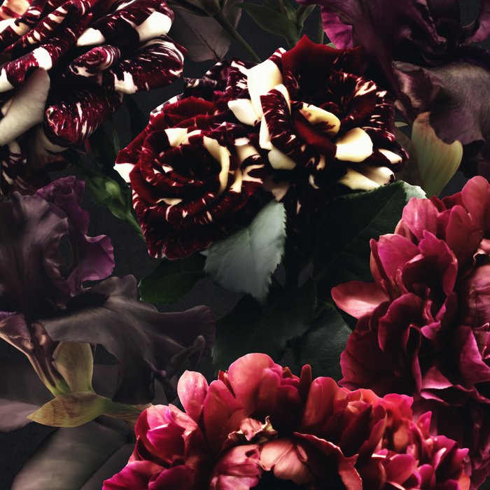 Midnight garden. Vintage bouquet of roses, dark red peony and iris. Coffee Mug Gallery Image 2