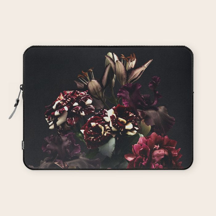 Midnight garden. Vintage bouquet of roses, dark red peony and iris. Laptop Sleeve Gallery Image 1