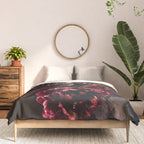 Midnight garden. Vintage bouquet of roses, dark red peony and iris. Comforter Gallery Image 3