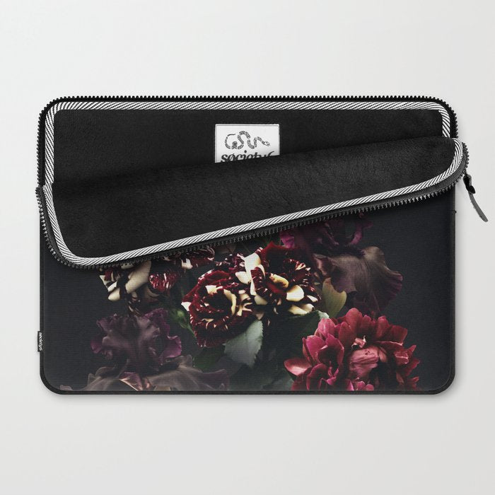 Midnight garden. Vintage bouquet of roses, dark red peony and iris. Laptop Sleeve Gallery Image 2