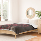Midnight garden. Vintage bouquet of roses, dark red peony and iris. Duvet Cover Gallery Image 2