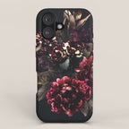 Midnight garden. Vintage bouquet of roses, dark red peony and iris. iPhone Case Gallery Image 1