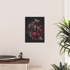 Midnight garden. Vintage bouquet of roses, dark red peony and iris. Poster Gallery Image 2