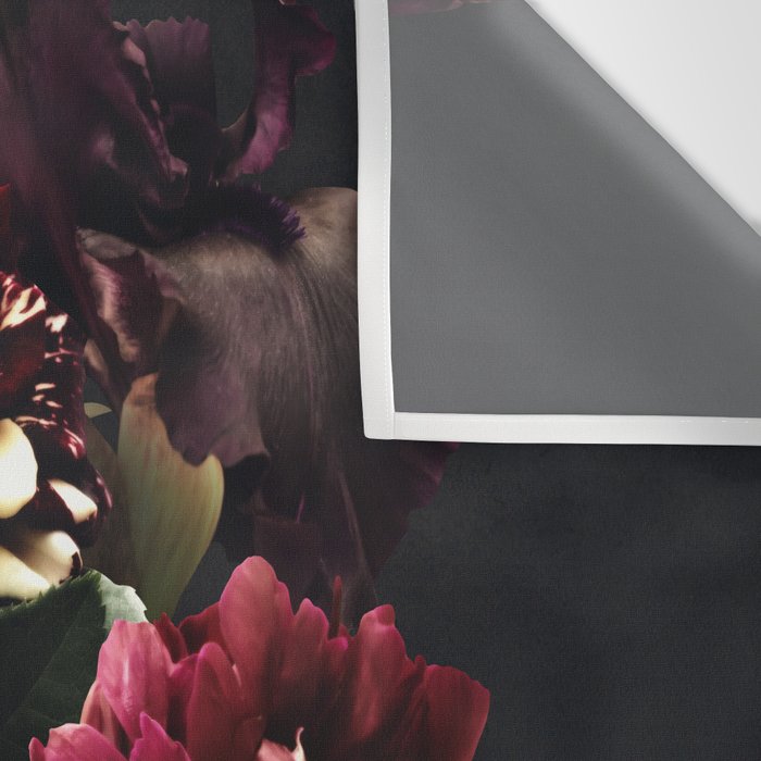 Midnight garden. Vintage bouquet of roses, dark red peony and iris. Wall Tapestry Gallery Image 3