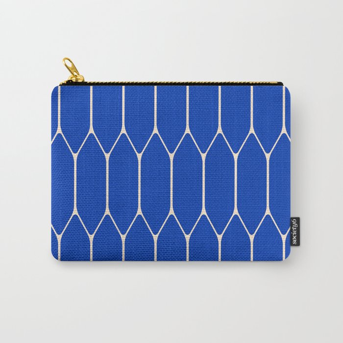 Long Honeycomb Minimalist Geometric Pattern in Bright Blue and Cream  Carry All Pouch Gallery Image 1