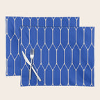 Long Honeycomb Minimalist Geometric Pattern in Bright Blue and Cream  Placemat Gallery Image 1