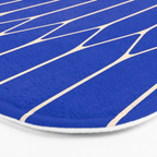 Long Honeycomb Minimalist Geometric Pattern in Bright Blue and Cream  Bath Mat Gallery Image 3