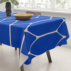 Long Honeycomb Minimalist Geometric Pattern in Bright Blue and Cream  Tablecloth Gallery Image 3