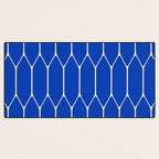 Long Honeycomb Minimalist Geometric Pattern in Bright Blue and Cream  Desk Mat Gallery Image 3