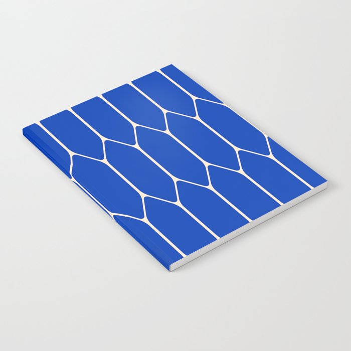Long Honeycomb Minimalist Geometric Pattern in Bright Blue and Cream  Notebook Gallery Image 2