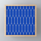Long Honeycomb Minimalist Geometric Pattern in Bright Blue and Cream  Mini Art Print Gallery Image 1