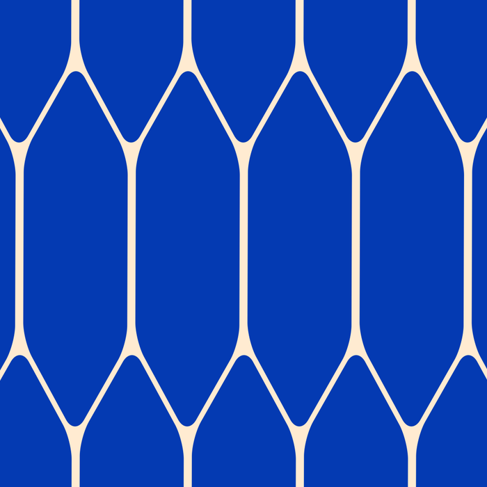 Long Honeycomb Minimalist Geometric Pattern in Bright Blue and Cream  Coffee Mug Gallery Image 2