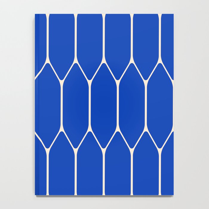 Long Honeycomb Minimalist Geometric Pattern in Bright Blue and Cream  Notebook Gallery Image 4