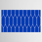 Long Honeycomb Minimalist Geometric Pattern in Bright Blue and Cream  Tablecloth Gallery Image 2