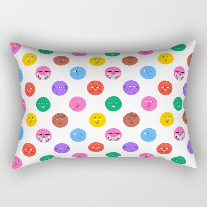 Funny colorful cartoon character face pattern Rectangular Pillow Gallery Image 1