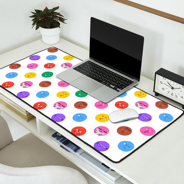 Funny colorful cartoon character face pattern Desk Mat Gallery Image 2