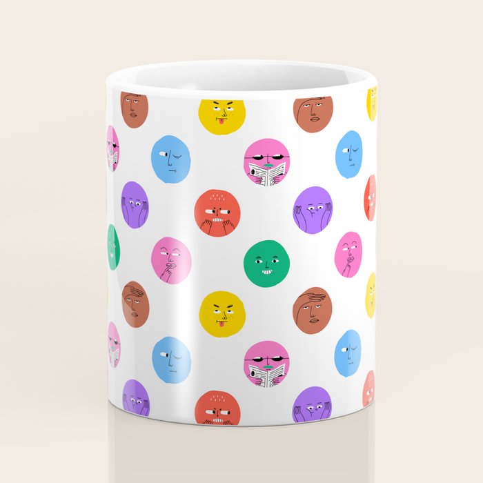 Funny colorful cartoon character face pattern Coffee Mug Gallery Image 4