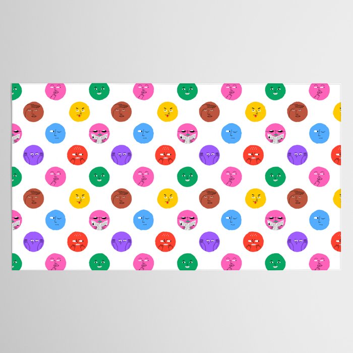 Funny colorful cartoon character face pattern Tablecloth Gallery Image 2
