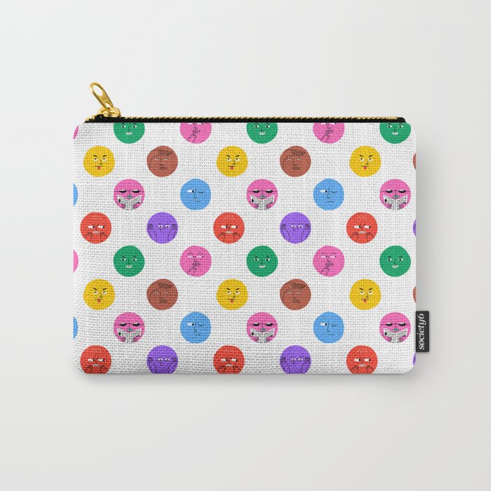 Funny colorful cartoon character face pattern Carry All Pouch Gallery Image 1