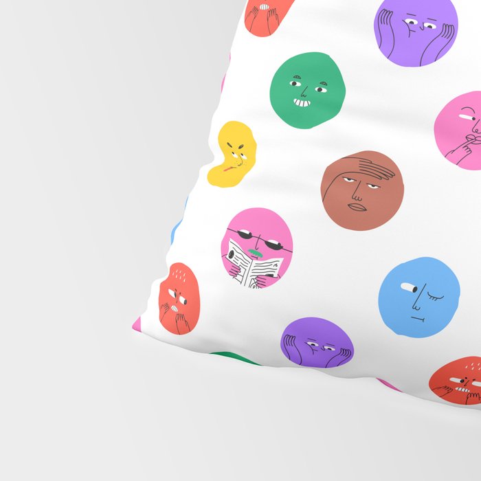 Funny colorful cartoon character face pattern Pillow Sham Gallery Image 4