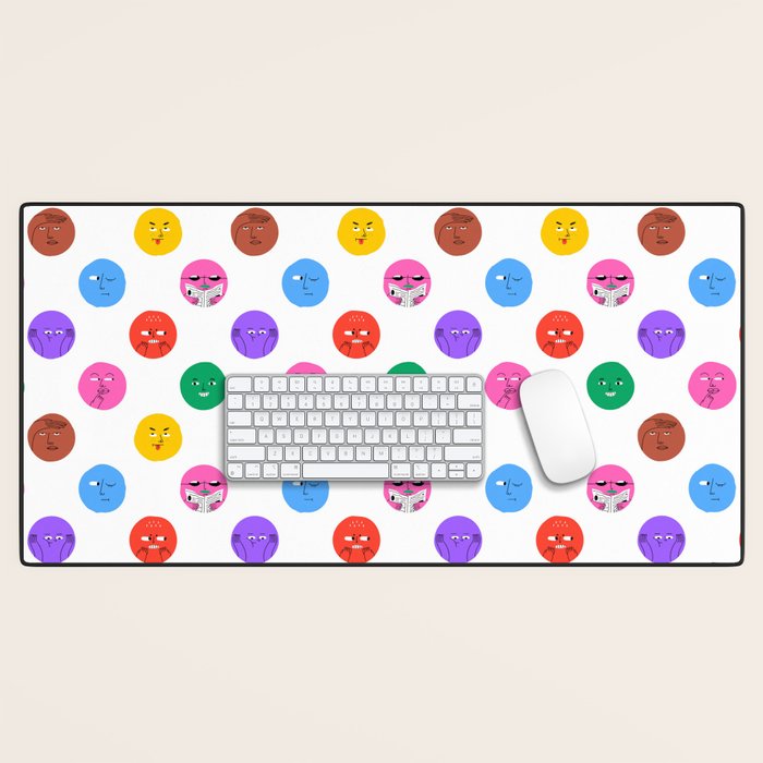 Funny colorful cartoon character face pattern Desk Mat Gallery Image 1