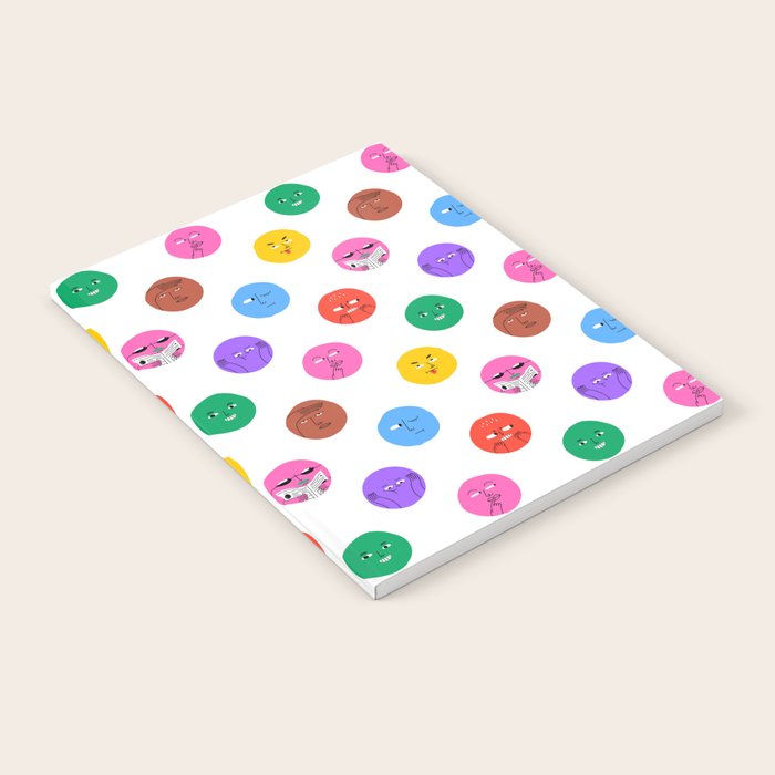 Funny colorful cartoon character face pattern Notebook Gallery Image 2
