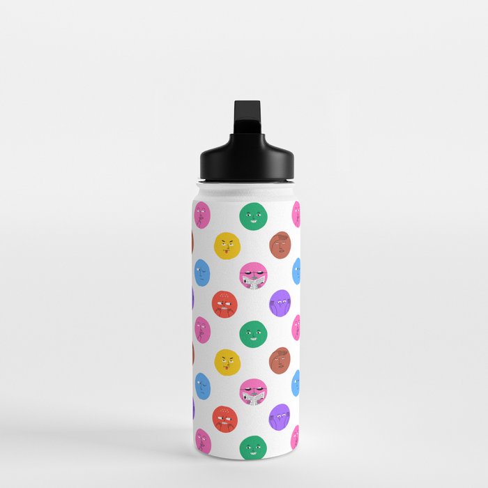 Funny colorful cartoon character face pattern Water Bottle Gallery Image 3