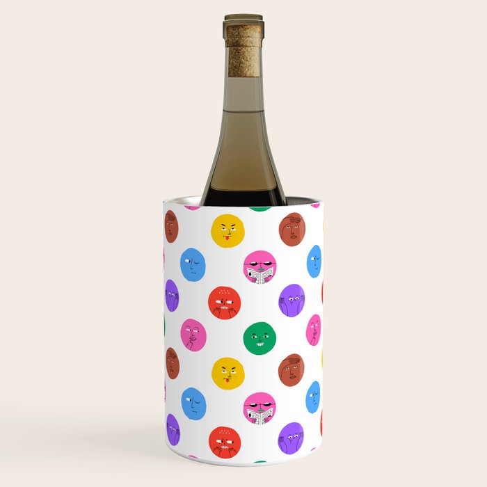 Funny colorful cartoon character face pattern Wine Chiller Gallery Image 1