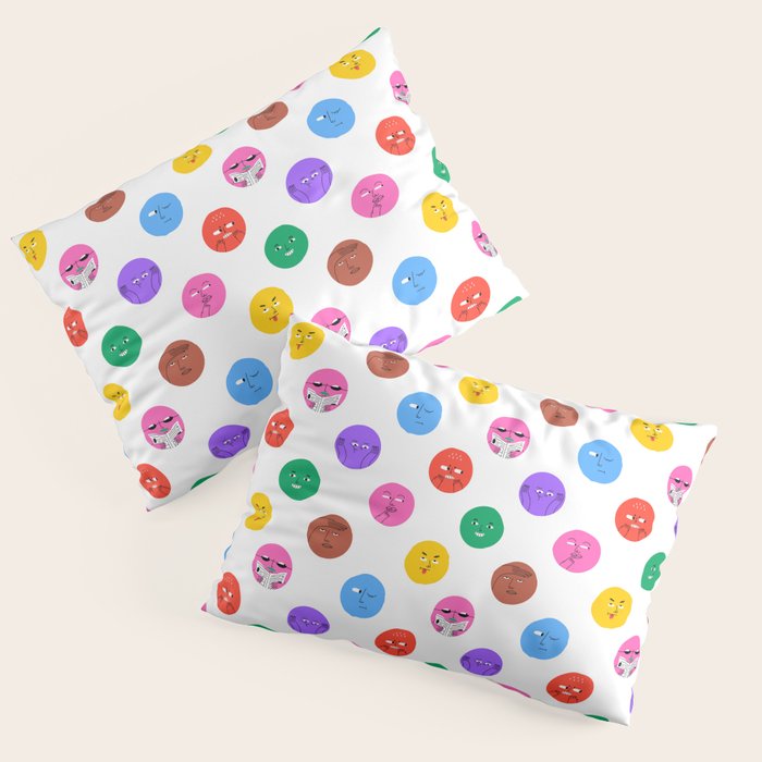 Funny colorful cartoon character face pattern Pillow Sham Gallery Image 3