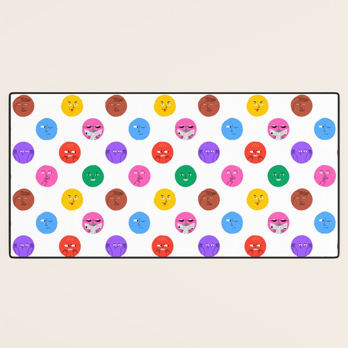Funny colorful cartoon character face pattern Desk Mat Gallery Image 3