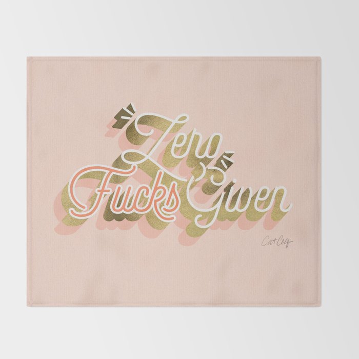 Zero F*cks Given - Blush & Gold Palette Throw Blanket Gallery Image 2