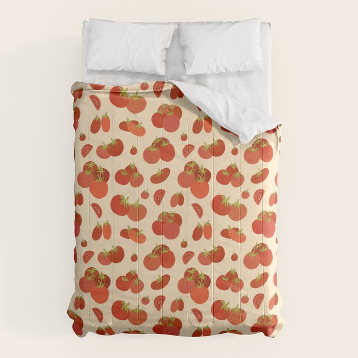 Hand Drawn Italian Roman Pomodori Tomato Classic Mediterranean Art Comforter Gallery Image 1