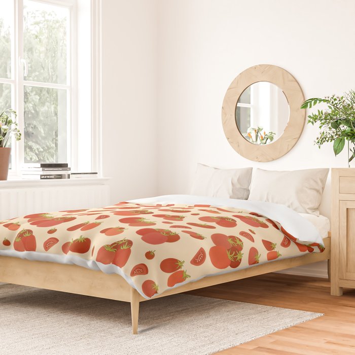 Hand Drawn Italian Roman Pomodori Tomato Classic Mediterranean Art Duvet Cover Gallery Image 2