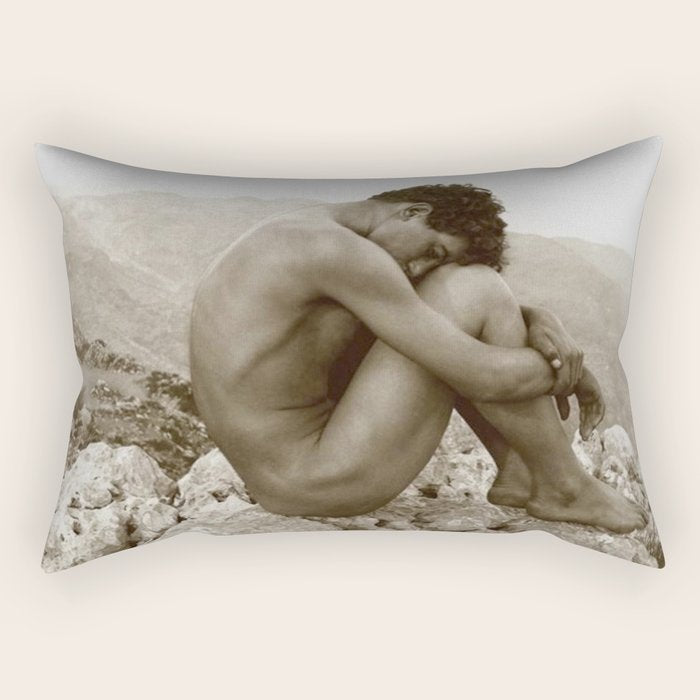 'Caino' Male Nude black and white photograph / black and white photography by Wilhem von Gloeden Rectangular Pillow Gallery Image 2