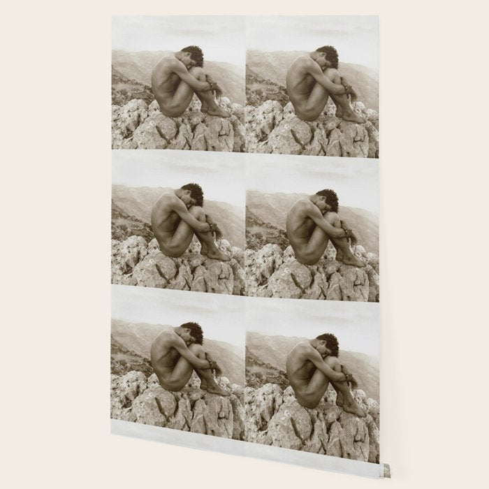 'Caino' Male Nude black and white photograph / black and white photography by Wilhem von Gloeden Wallpaper Gallery Image 2