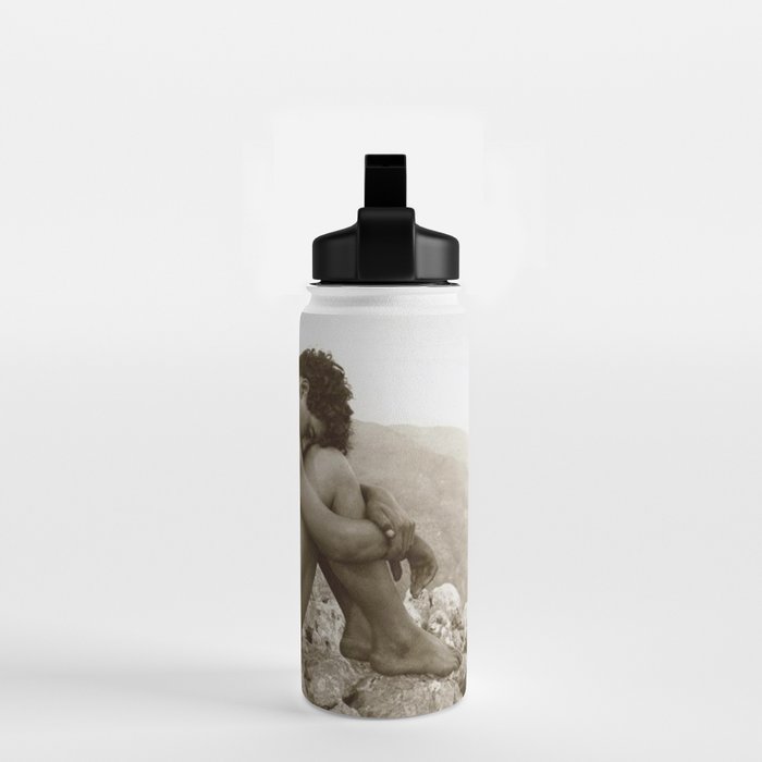 'Caino' Male Nude black and white photograph / black and white photography by Wilhem von Gloeden Water Bottle Gallery Image 2
