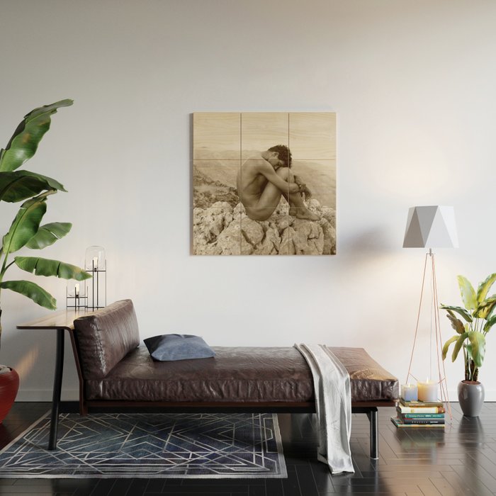 'Caino' Male Nude black and white photograph / black and white photography by Wilhem von Gloeden Wood Wall Art Gallery Image 2