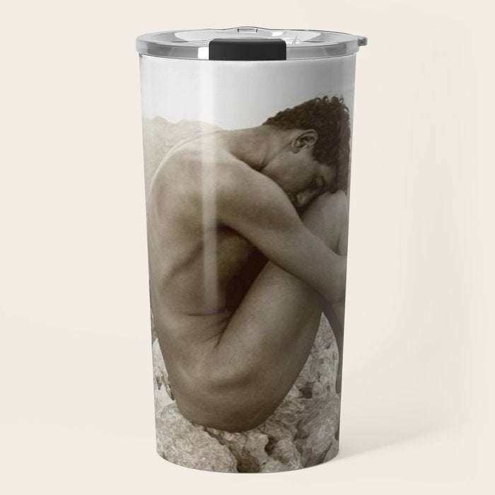 'Caino' Male Nude black and white photograph / black and white photography by Wilhem von Gloeden Travel Mug Gallery Image 1