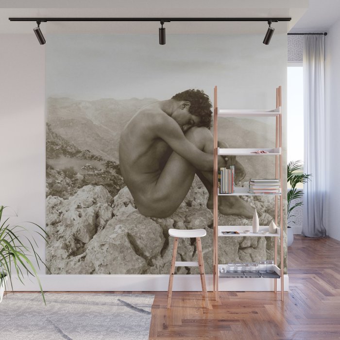 'Caino' Male Nude black and white photograph / black and white photography by Wilhem von Gloeden Wall Mural Gallery Image 1
