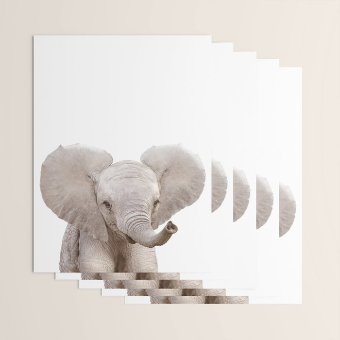 Baby Elephant, Safari Nursery Decor, Baby Animals Art Print by Synplus Wrapping Paper Gallery Image 3