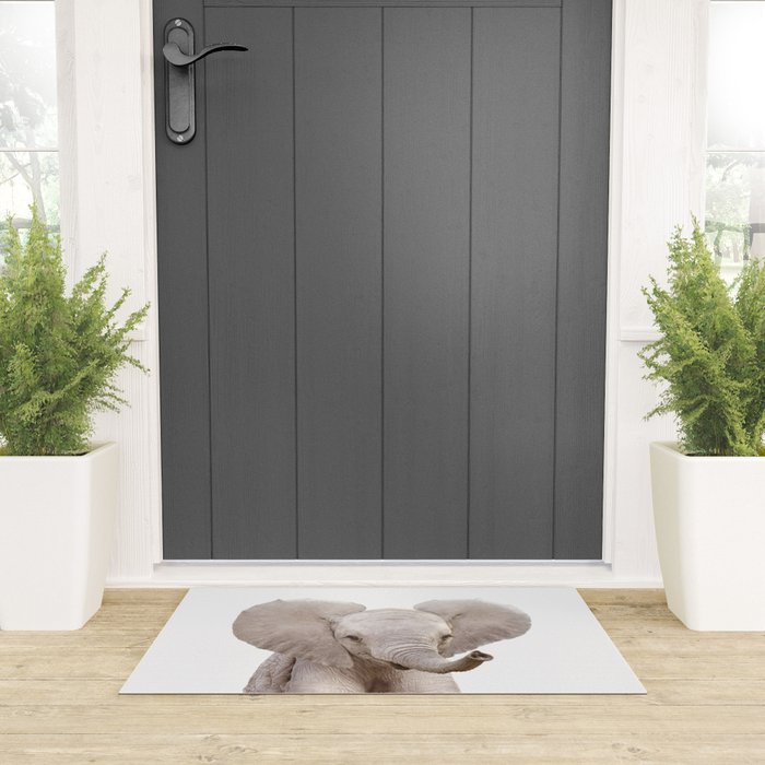 Baby Elephant, Safari Nursery Decor, Baby Animals Art Print by Synplus Welcome Mat Gallery Image 3