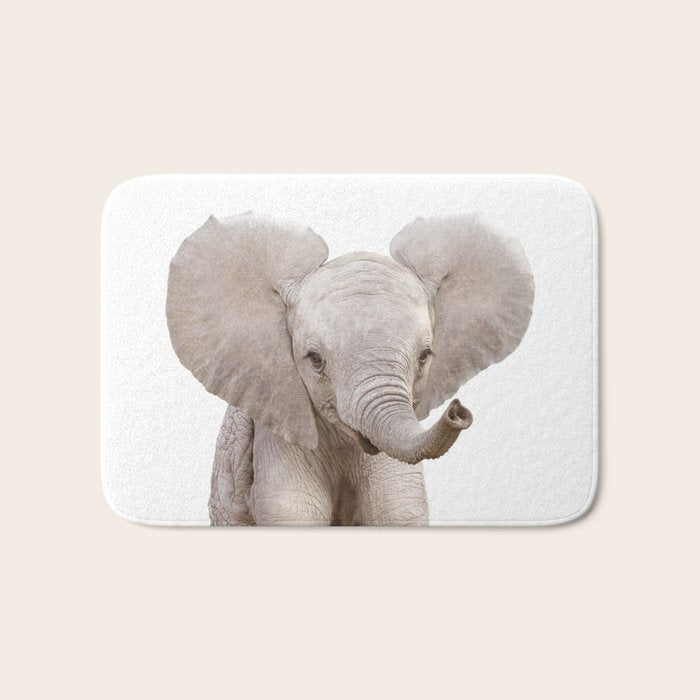 Baby Elephant, Safari Nursery Decor, Baby Animals Art Print by Synplus Bath Mat Gallery Image 1