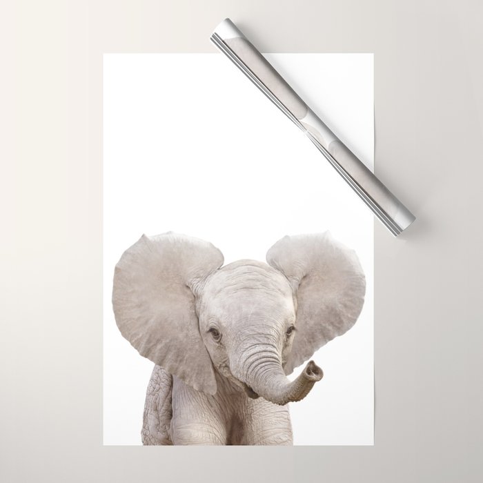 Baby Elephant, Safari Nursery Decor, Baby Animals Art Print by Synplus Wrapping Paper Gallery Image 1