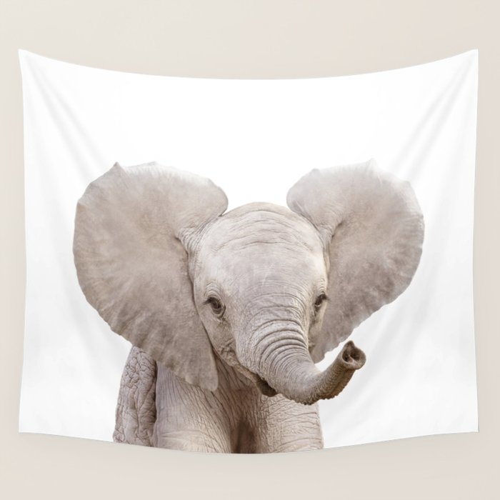 Baby Elephant, Safari Nursery Decor, Baby Animals Art Print by Synplus Wall Tapestry Gallery Image 4